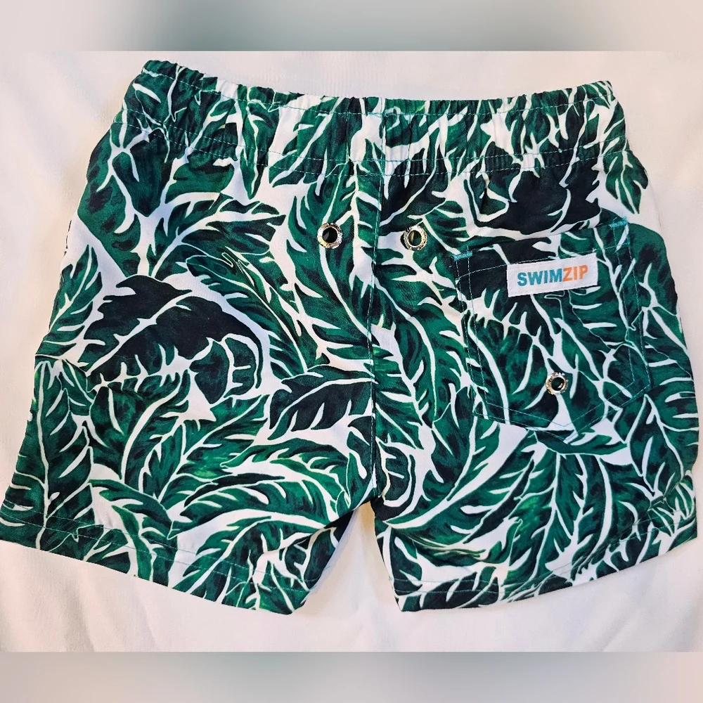 SwimZip Toddler Swim Trunks- Tropical Print- 2T